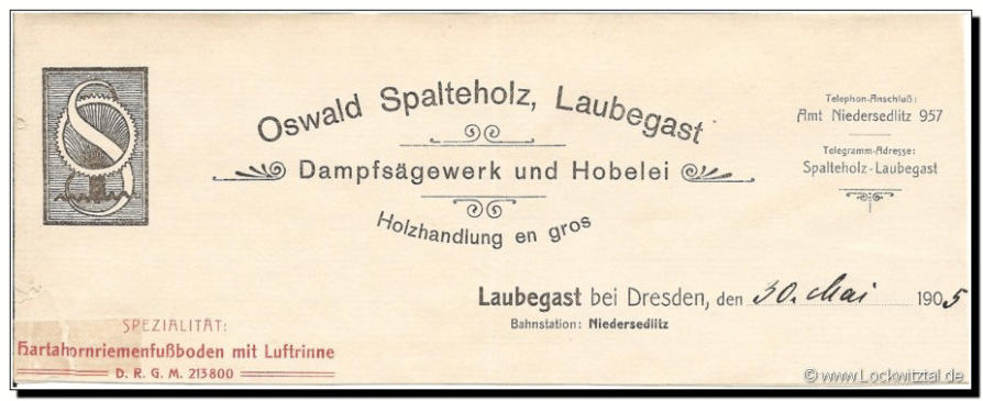 Briefkopf Spalteholz 1905