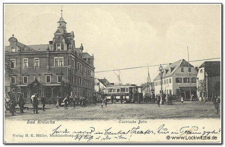 Lockwitztalbahn neben dem Erbgericht um 1910